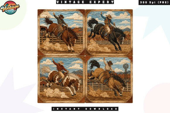 Download Western Rodeo Rider Patchwork PNG - Rider Collection