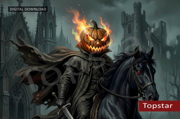 Download Halloween Rider Spooky Pumpkin Head Art - Rider Collection