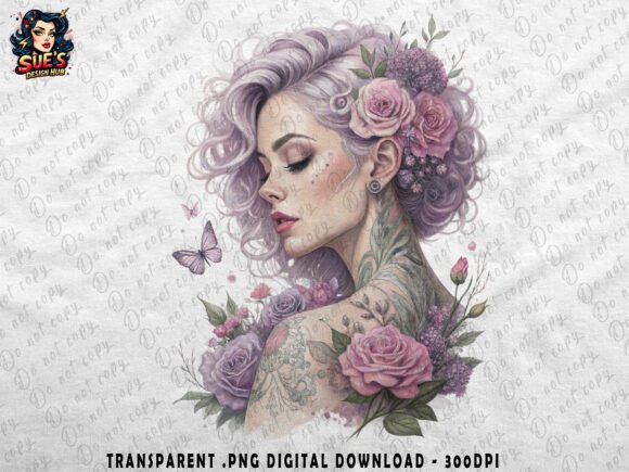 Download Lavender-Haired Beauty with Flowers - Beauty Collection