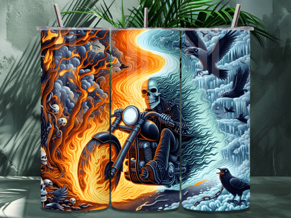 Download Gothic Rider Biker Skull Tumbler Wrap - Rider Collection