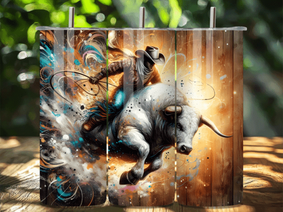 Download Abstract Rodeo Bull Rider Tumbler Wrap - Rider Collection